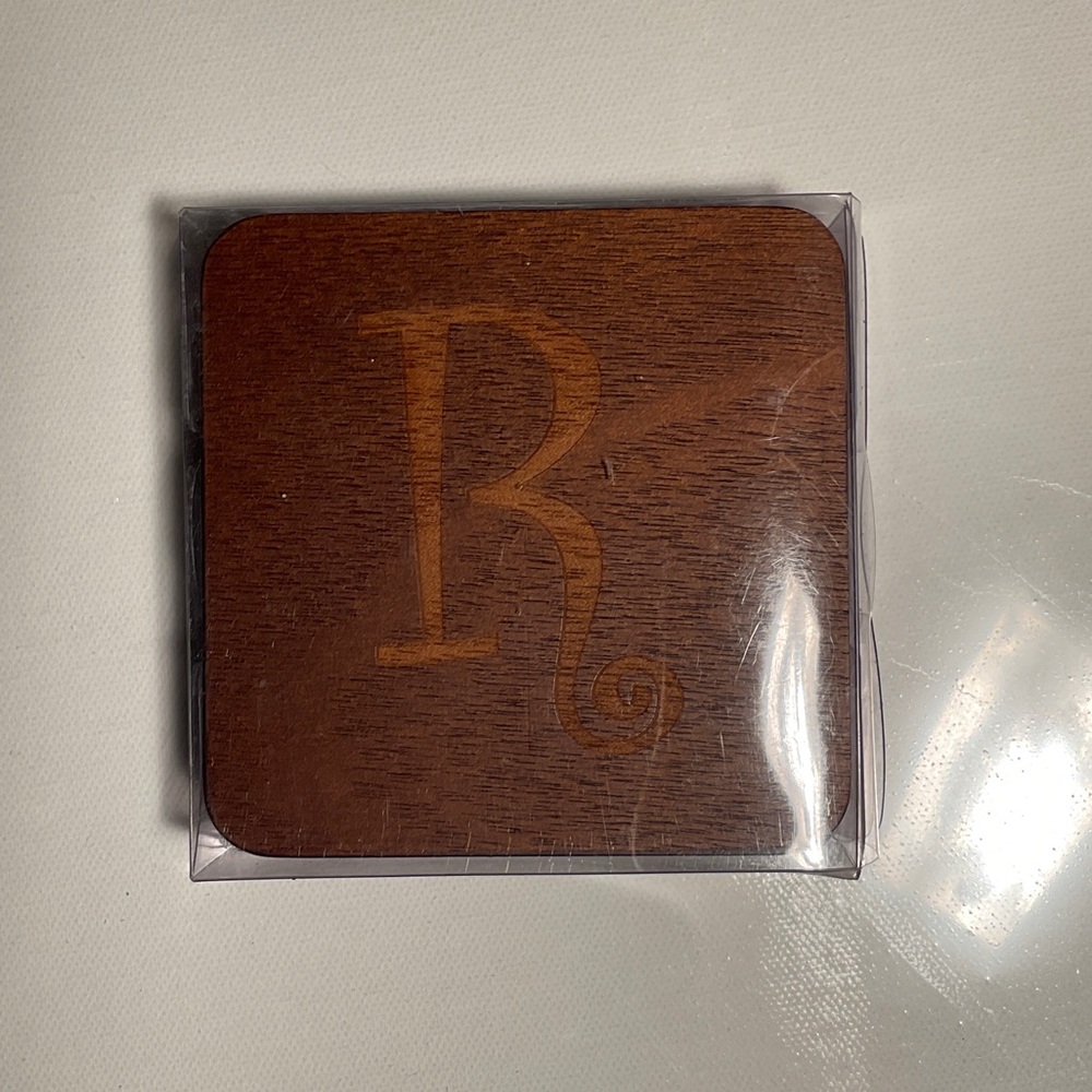Kirklands Brown Wooden Coaster Letter R